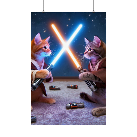 Revamp Your Galaxy with Stunning Star Wars Cat Wall Art – Collectors Edition Poster Printify 24″ x 36″ Matte 