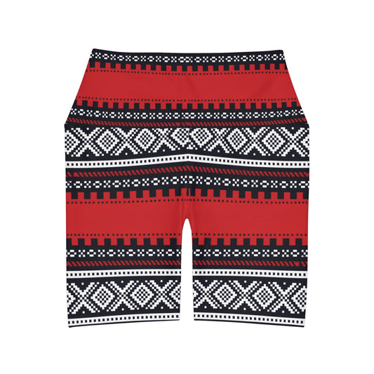 High Waisted Yoga Shorts (AOP) All Over Prints Printify L  