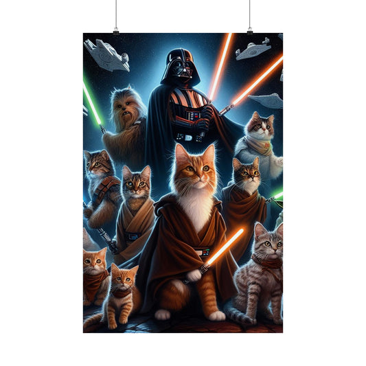 Meowtastic New Arrival of Star Wars Cat Posters – Collect Them All Poster Printify 24″ x 36″ Matte 