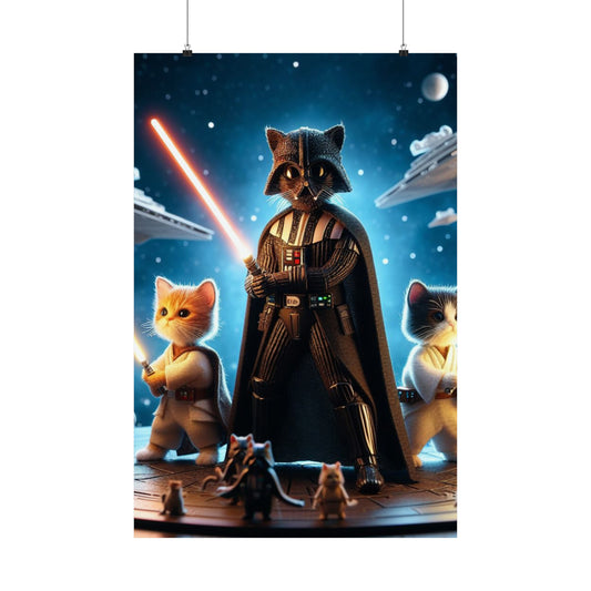 Space Saga Meets Feline Fervor Get Your Star Wars Cats Posters Today Poster Printify 24″ x 36″ Matte 