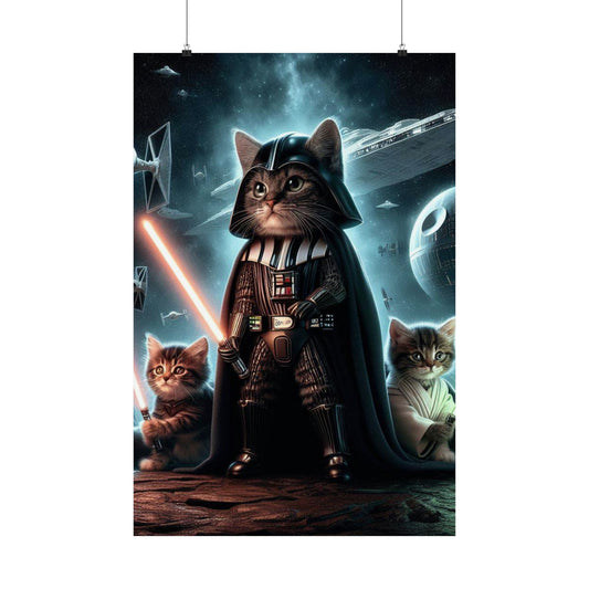 Out-of-this-World Star Wars Cat Wall Art – A Must-Have for Every Collector Poster Printify 24″ x 36″ Matte 
