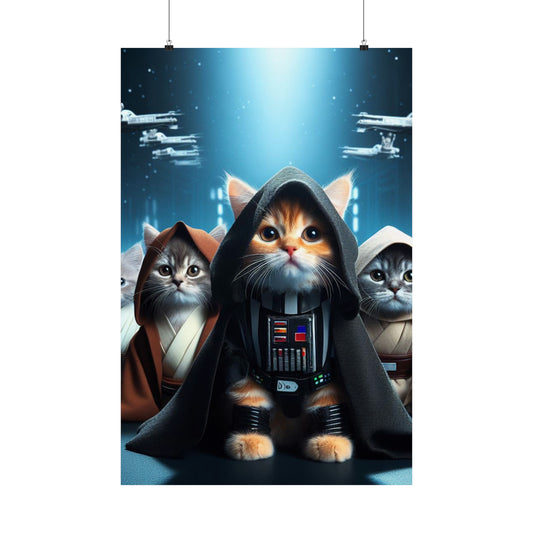 Hang the Heroes Star Wars Cat Wall Art for the Ultimate Fan’s Sanctuary Poster Printify 24″ x 36″ Matte 