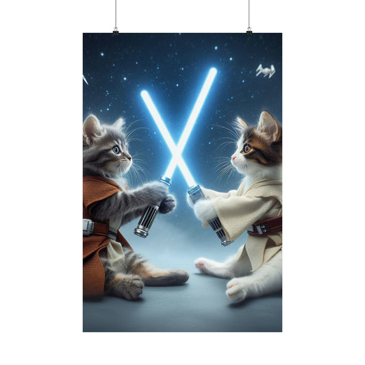 Epic Feline Fantasy Stunning Star Wars Cats Wall Art Unleashed Poster Printify 24″ x 36″ Matte 
