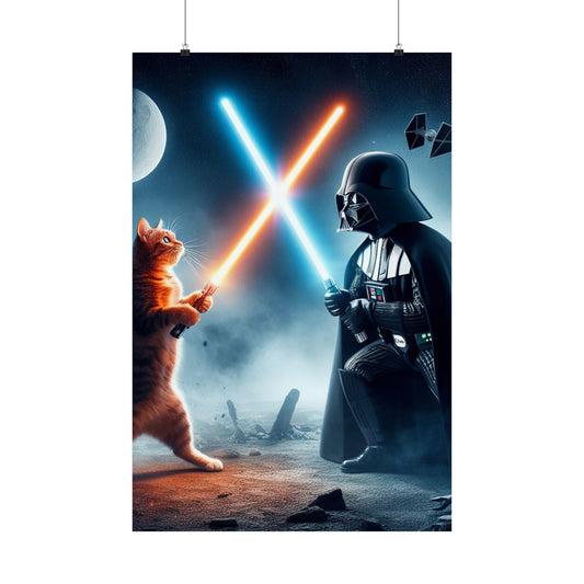 Feline Force Is Strong Introducing Star Wars Cat Wall Art Series Poster Printify 24″ x 36″ Matte 
