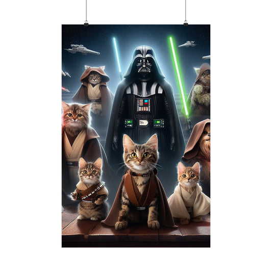 Whiskers & Light Sabers Exclusive Wall Art for Star Wars Cat Enthusiasts Poster Printify 24″ x 36″ Matte 
